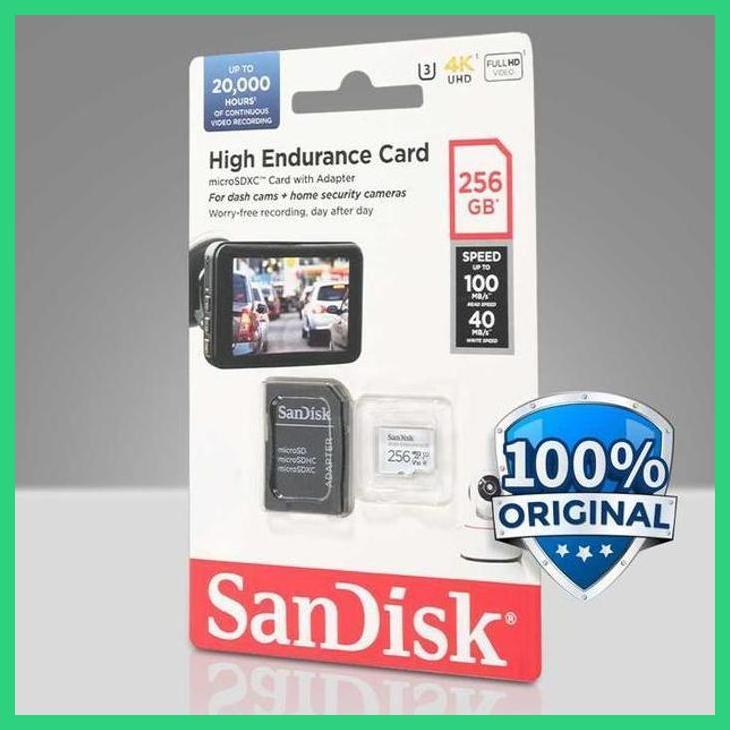 (BULANSABIT) SANDISK HIGH ENDURANCE MICROSDHC CARD C10 U3 V30 (100MB/S) 256GB PACKING AMAN