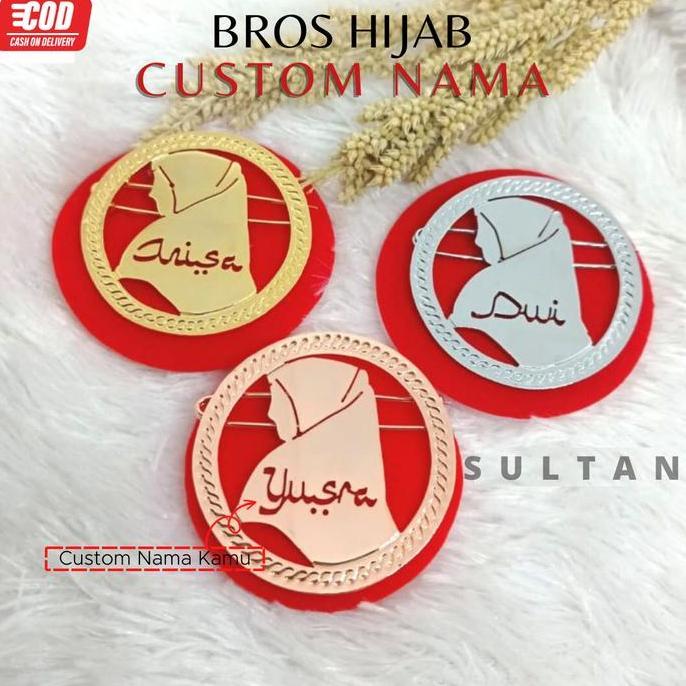 SULTAN - Bross Kerudung Custom Nama Bahan Logam Kuningan