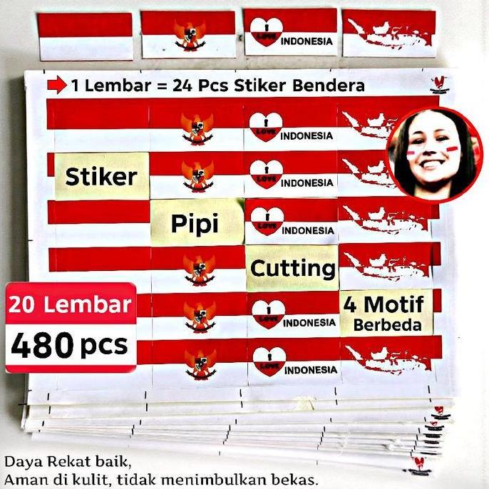 GROSIR 500 PCS STICKER BENDERA PIPI SUDAH DI CUTTING - STIKER BENDERA INDONESIA HUT RI - AKSESORIS L