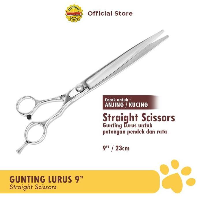 Gunting Lurus 9 inch | Gunting Grooming Anti Karat | Pet Straight Scissors for Grooming
