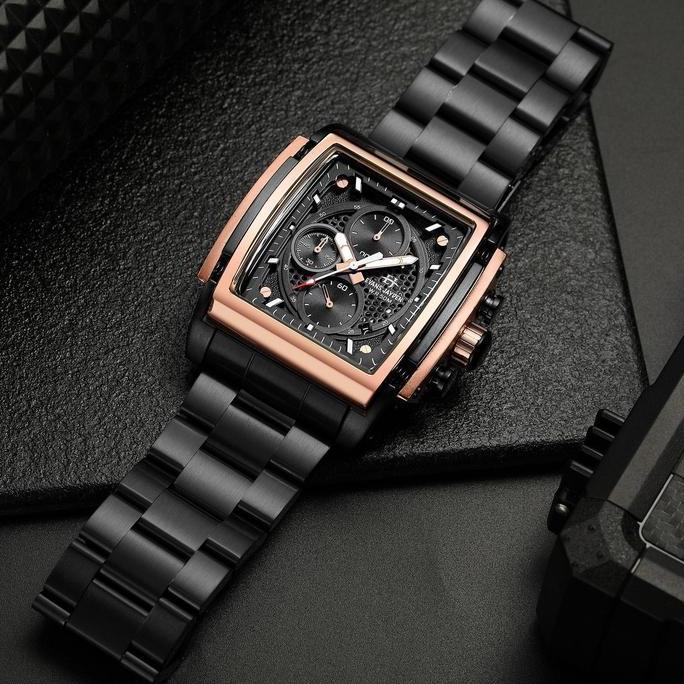 Orologio- Jam Tangan Pria Evans Jayden 9619 Rantai Stainless Steel Chronograph Kaca Sapphire Ter Res