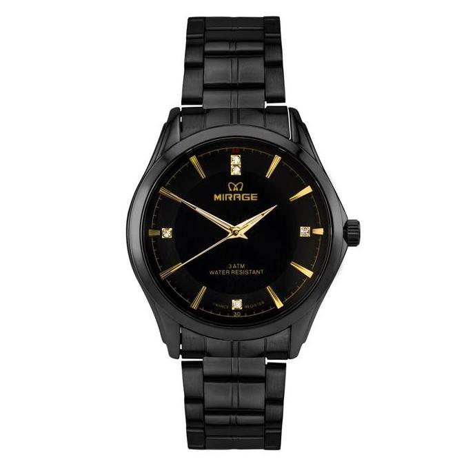 Orologio- Mirage Tch - Jam Tangan Analog Pria Model Elegant Meh Full Black 186 M Kaca Stainless Tche