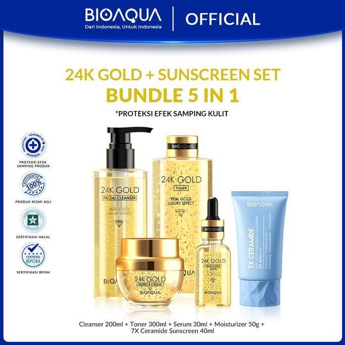 Nice- 24K Whitening Kit 8 In 1 Buhotei Bioaqua 24K Gold Skin Care Whitening Kit(Serum, Moisturizer, 