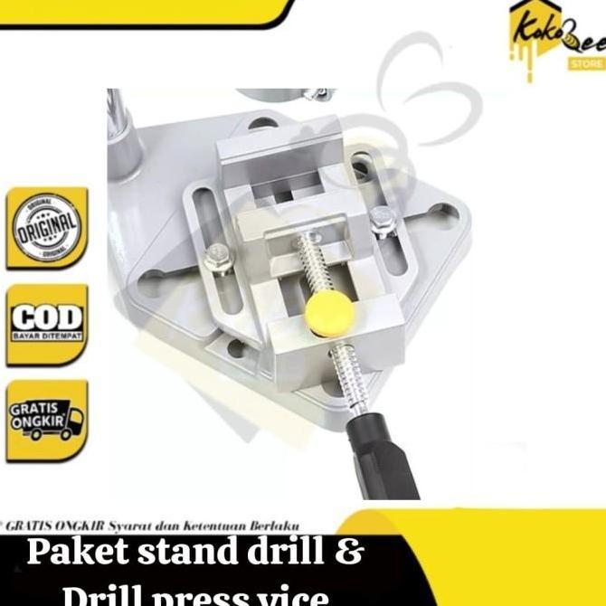 Promo Paket Stand Drill Dudukan Bor Tangan Dan Drill Press Vice Clamp Drill Stand Stan Bor Tangan Pe