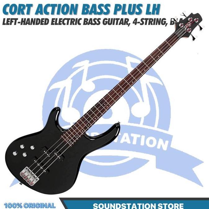 Cort Action Bass Plus LH-BK Left-Handed Electric Guitar Bass 4-String, Black - Gitar Bass Kidal Elek