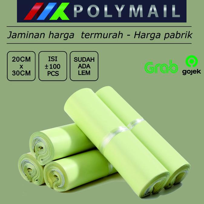 POLYMAILER 100PCS 20x30CM CREAM PREMIUM GLOSSY PLASTIK POLYMAILER