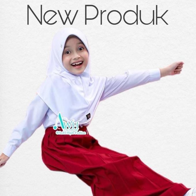 AwH - Kerudung Sekolah Anak SD Jersey umur 7 - 13 Tahun Hijab Bergo Instan Muslim