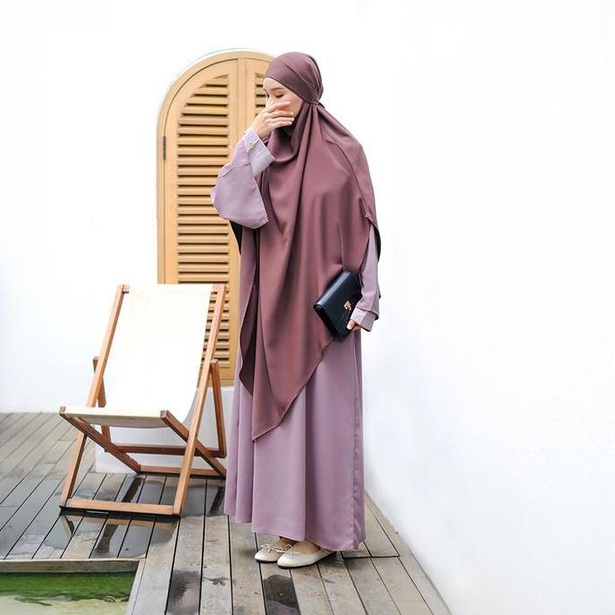 Gerai Hawa - Umrah Collection Eluna Gamis Abaya Busui & Wudhu Friendly Hawa Soft two tone Elegan Unt