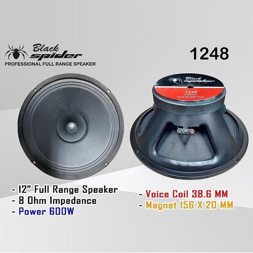 Speaker Black Spider 12" BS 1248 Original 12 inchi VC 1.5" 600W 8 Ohm