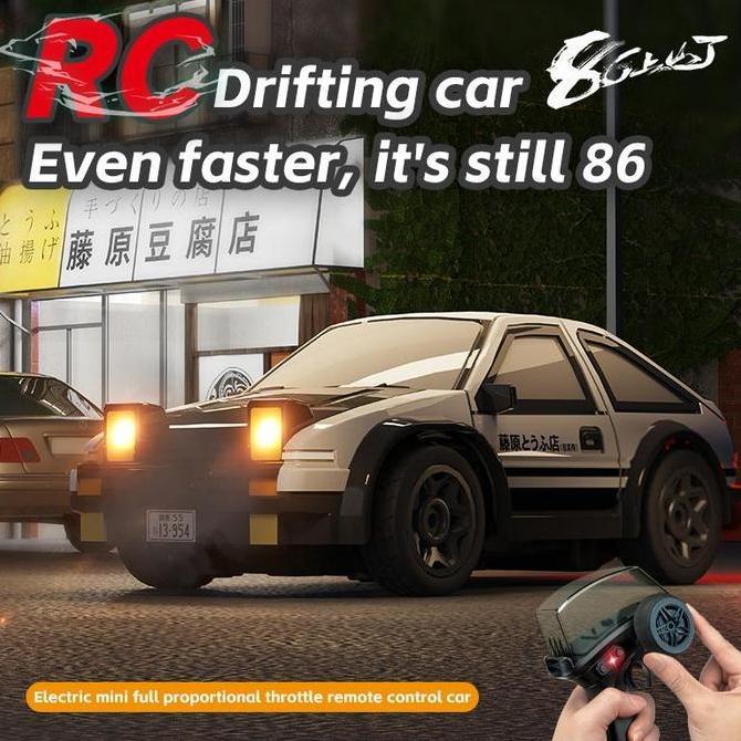 Promo Poko Mobil Rc Drift Mini 1/64, 4Wd Kecepatan Tinggi - Remote Control Ae86 Dengan Lampu Led & S