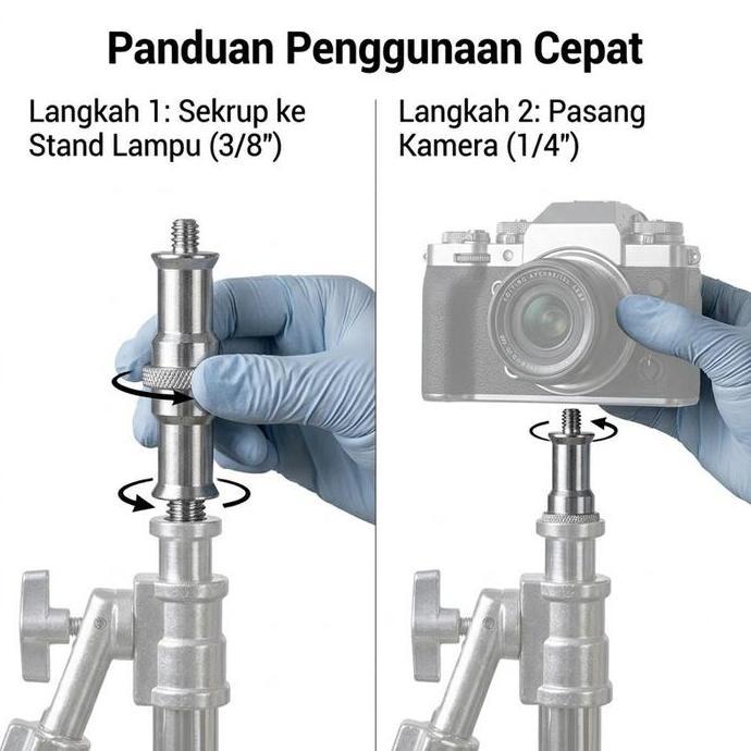 COCHONS Baut Adapter Kamera 1/4 3/8 Adaptor Sekrup Tripod Aluminium Alloy Untuk Tripod Monopod Foto