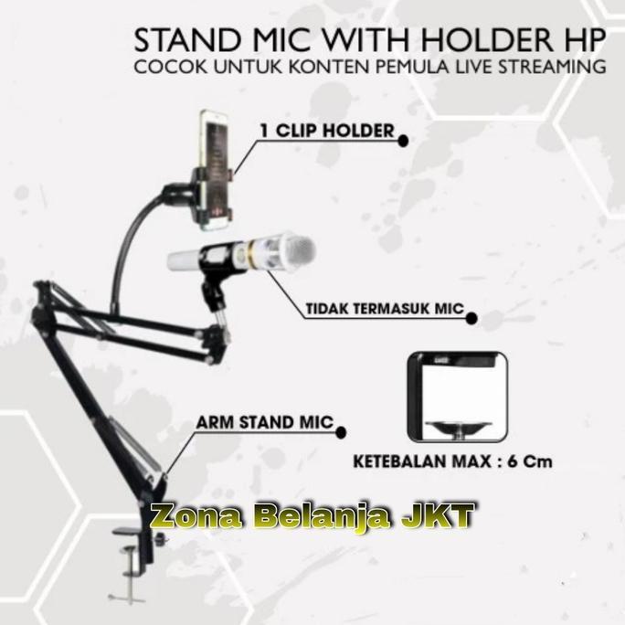 STAND MIC CONDENSER / STAND ARM MIC KONDENSER SUSPENSION HOLDER HP