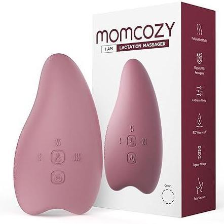 MOMCOZY WARMING LACTATION MASSAGER 2-IN-1, ALAT PIJAT PAYUDARA LEMBUT UNTUK MENYUSUI, PANAS + GETARA
