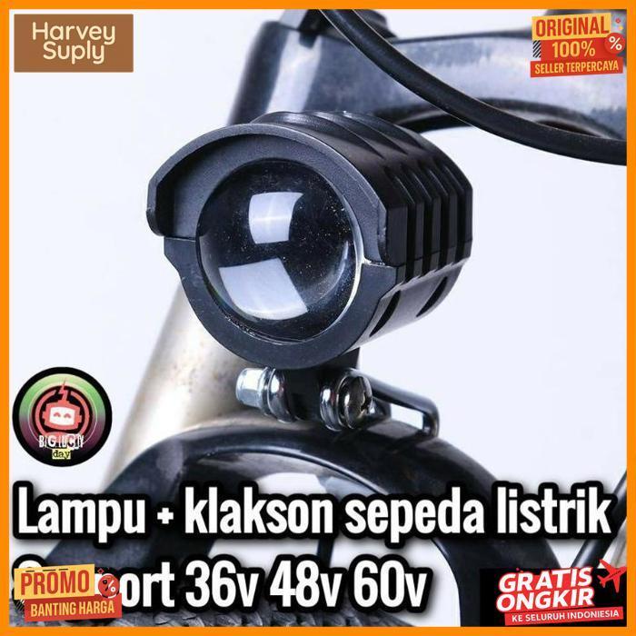 Lampu + Klakson 36V 48V 60V Sepeda Listrik Skuter Elektrik Scooter Listrik Headlamp Horn Sparepart