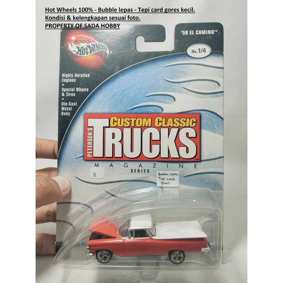 HOT WHEELS HOTWHEELS 100% PETERSEN'S CUSTOM CLASSIC TRUCKS '59 EL CAMINO MERAH SHOBBY