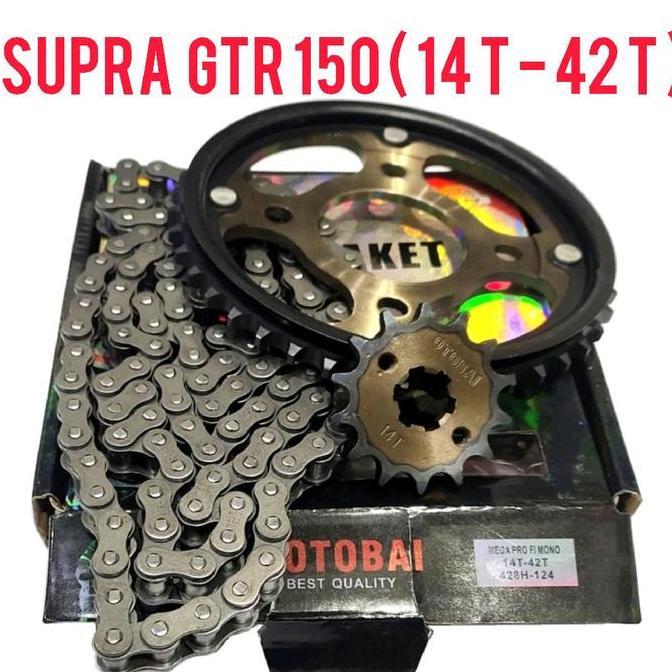 Paket Gear Set Supra Gtr 150/Gir Paket Rantai Supra Gtr 150/Gigi Tarik Supra Gtr 150 Ukuran 42T Moto