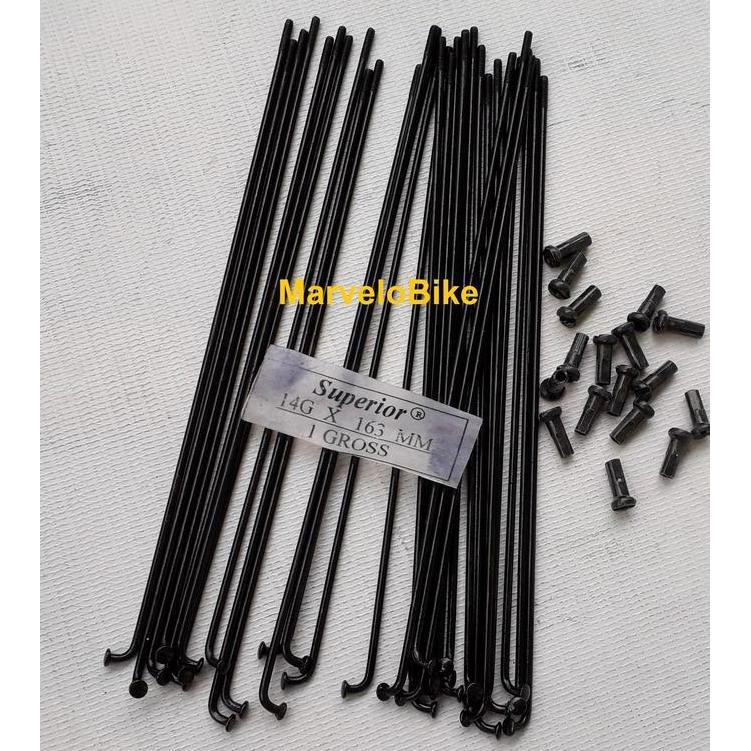 Spoke Jari Jari Sepeda 18 Hitam 14G X 163Mm