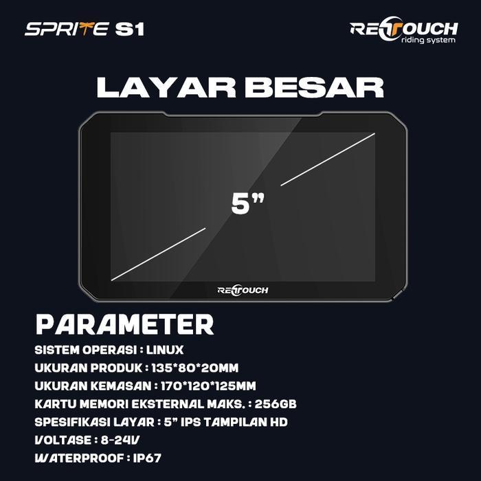 Retouch Riding System Sprite S1 Dan S2 | Dashcam Motor Maps Touring Dengan Kamera 140 Derajat & Wate