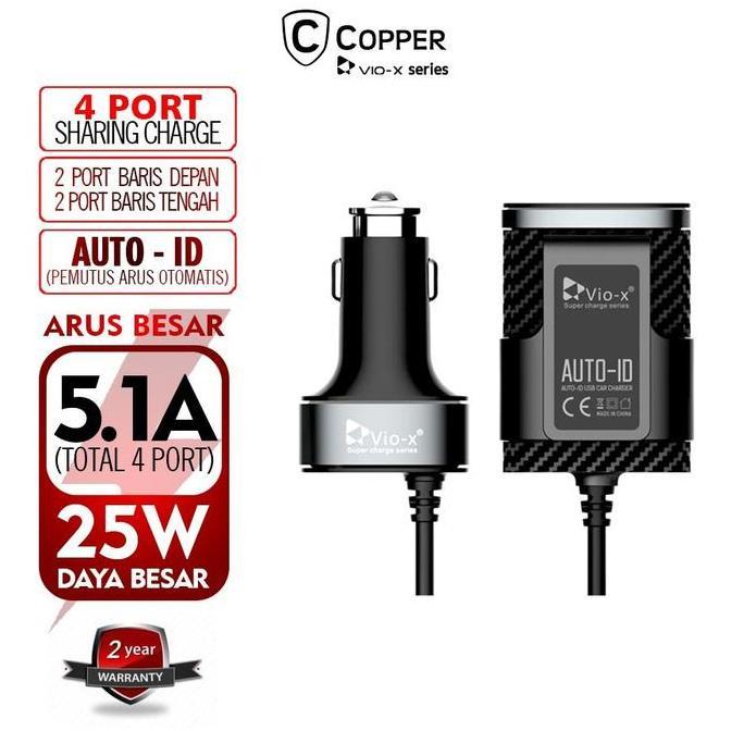 Allthebest- COPPER Car Charger/Charger Mobil 4 Port USB