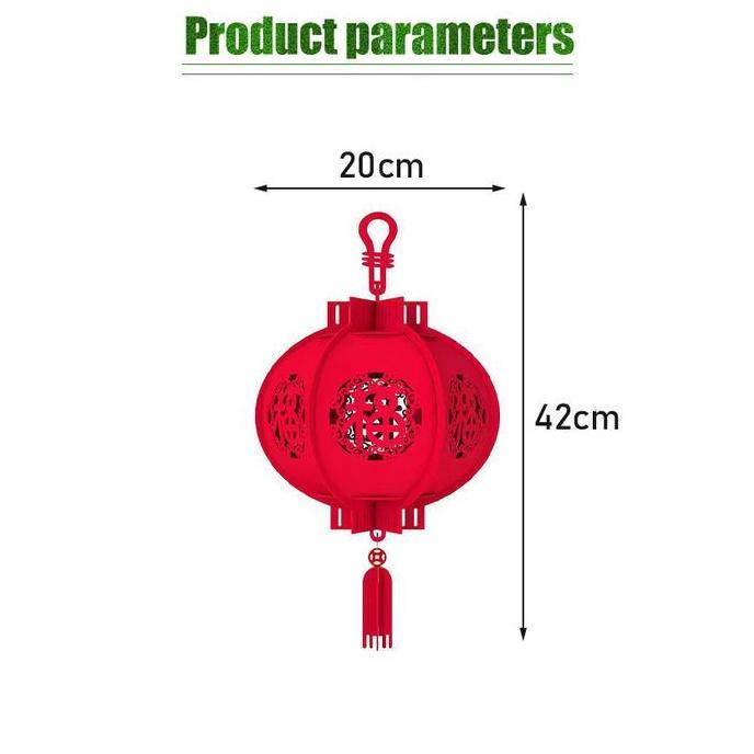 SANDGO 20cm Lampion Imlek Merah Kain Sutra Motif Fu Lampion Polos Dekorasi Imlek Tahun Baru China