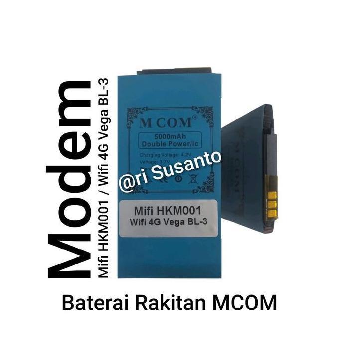 Baterai MCOM for Modem Mifi HKM001 / Wifi 4G Vega BL-3 Double Power 5000mAh batere batre batrai batt