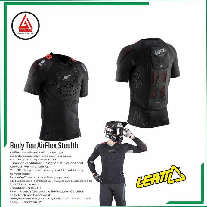 BODY PROTECTOR LEATT AIRFLEX STEALTH, BODY TEE AIRFLEX STEALTH LEATT
