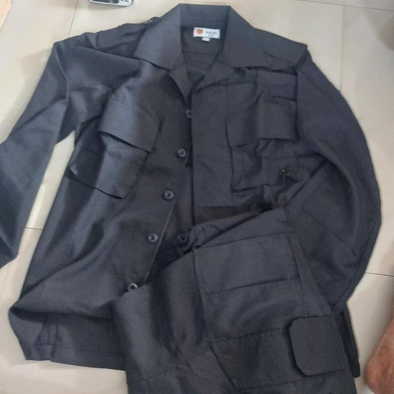 SETELAN PDL HITAM TACTICAL kain alus jatah polri