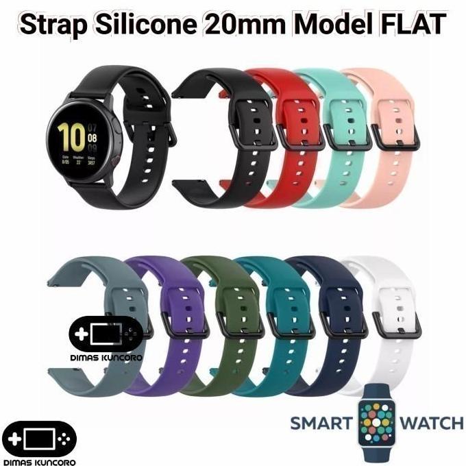 Strap Silicone 20mm FLAT Samsung Galaxy Watch 42mm 3 41mm Silikon Tali