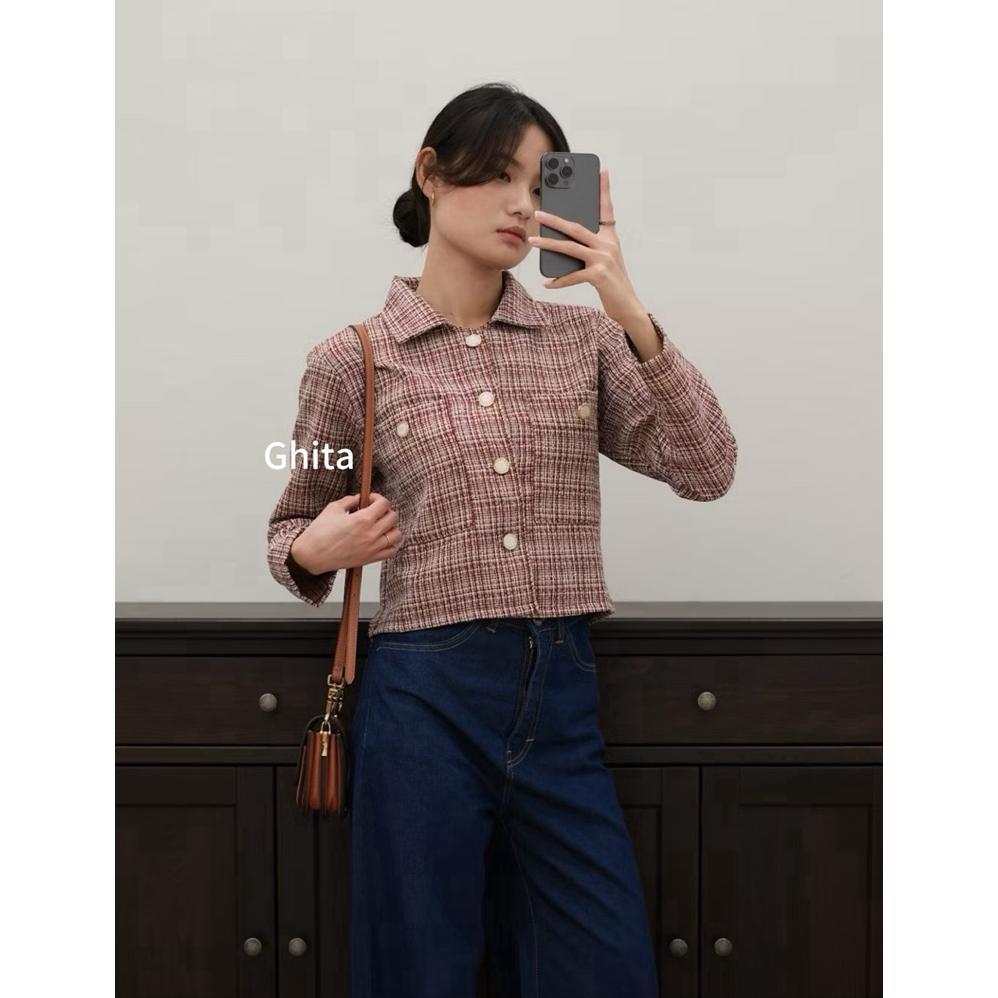 BEST DEALS Ghita Id - Haerin Blazer Outer Blazer Tweed Wanita
