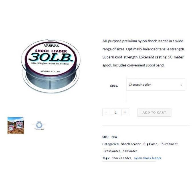 Varivas Shock Leader Nylon Monofilament 50m Senar Pancing