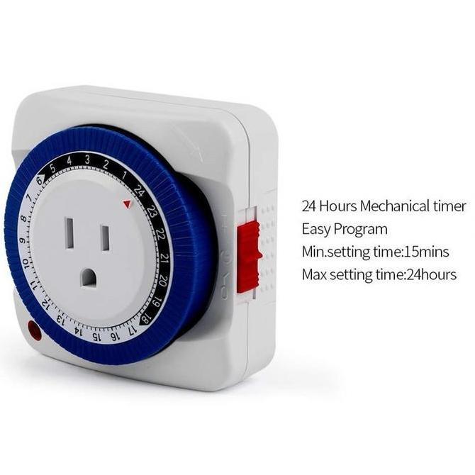 ADX Soket Timer Mekanik 24 Jam / Saklar Timer Dinding Otomatis / Stop Kontak Timer US Plug / Untuk L