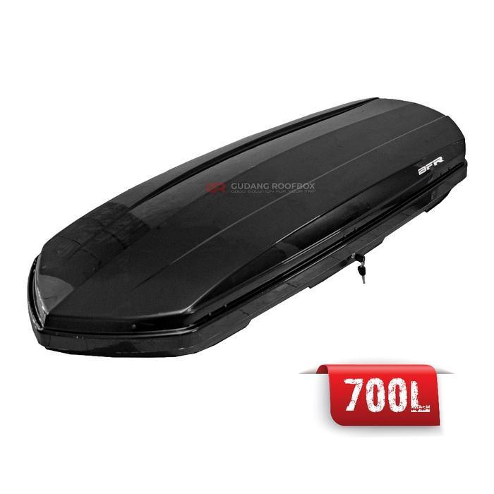 PAKET ROOF BOX DAN CROSSBAR ROOF BOX BAGASI ATAS UNTUK MOBIL INNOVA REBORN MATERIAL ABS ORIGINAL BFR