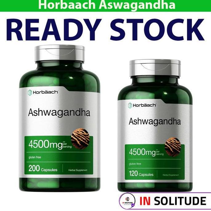 Horbaach Ashwagandha 4500mg with Black Pepper - 200 Capsules - isi 120