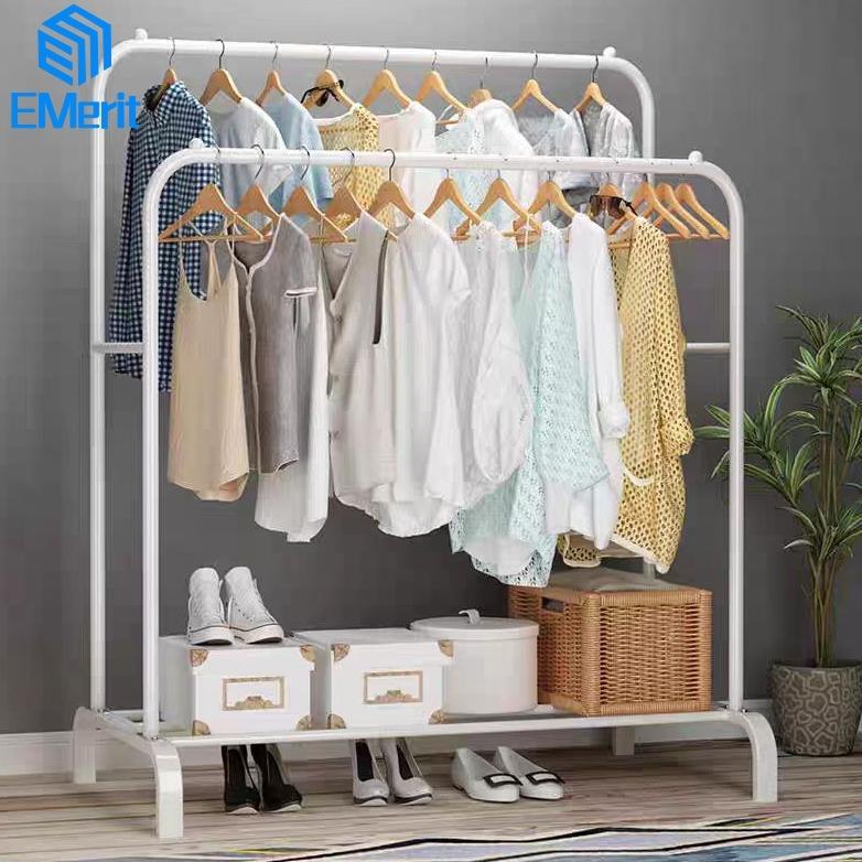 Double Stand Hanger Gantungan Baju Berdiri Stand Hanger Butik Bazar Display Rak Gantungan Baju Aesth