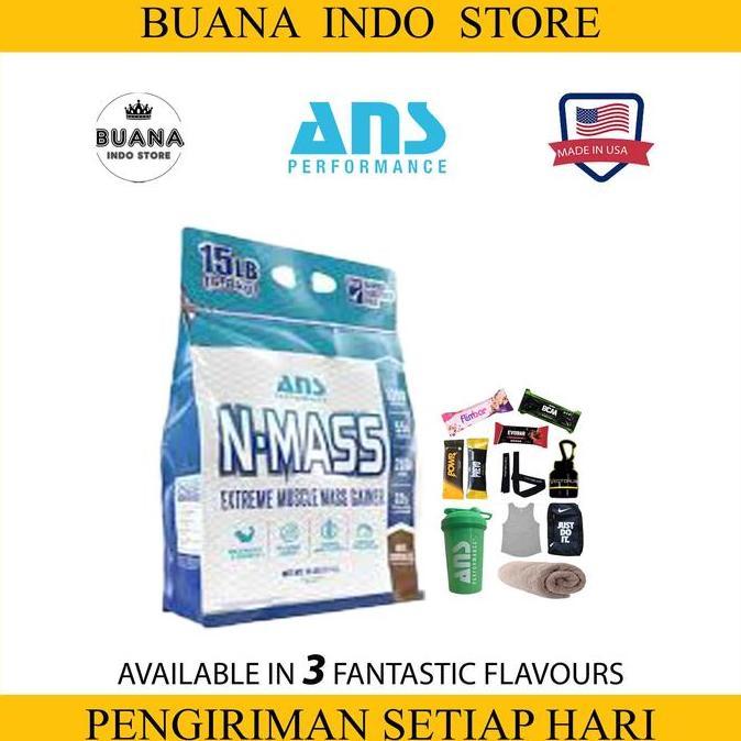 ANS N-MASS Gainer 15 lbs 6.75 KG Mass Gainer Susu Protein Bulking ANS NMASS PERFORMANCE