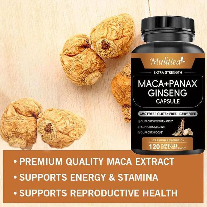 Mulittea MACA PANAX GINSENG Kapsul Akar Maca Pereda Stres Panax Ginseng Korea