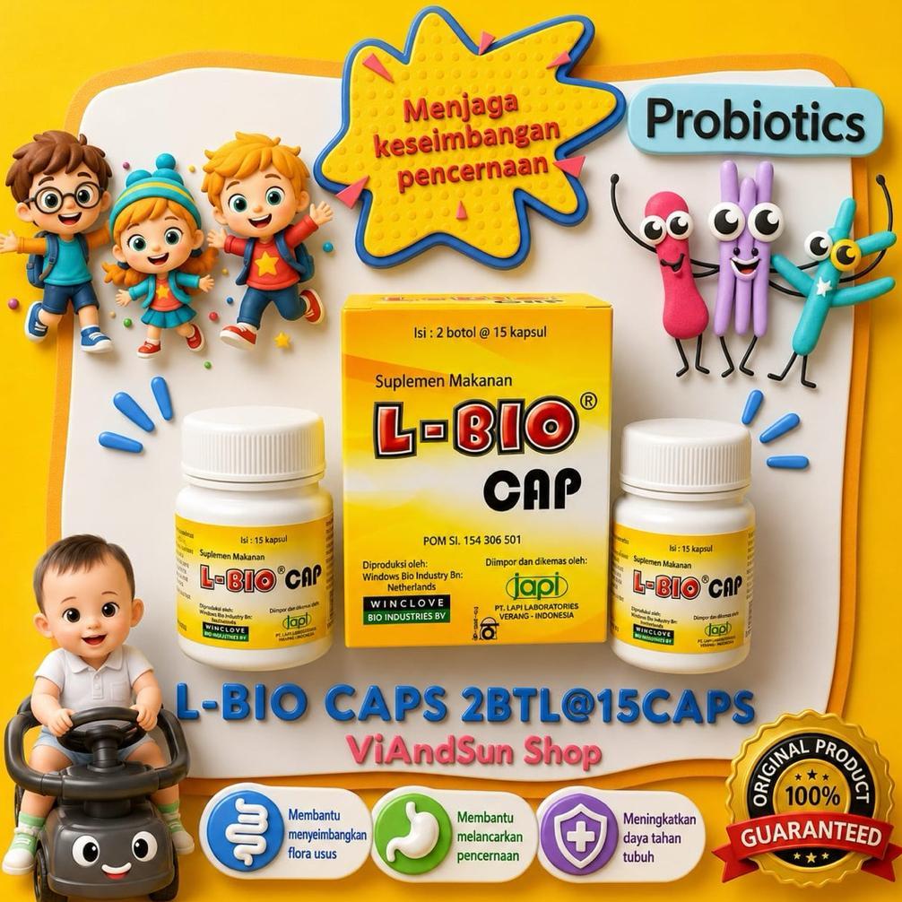 L-Bio Cap box isi 2 botol @15 capsul, LBio, L Bio, Probiotik Kesehatan Pencernaan