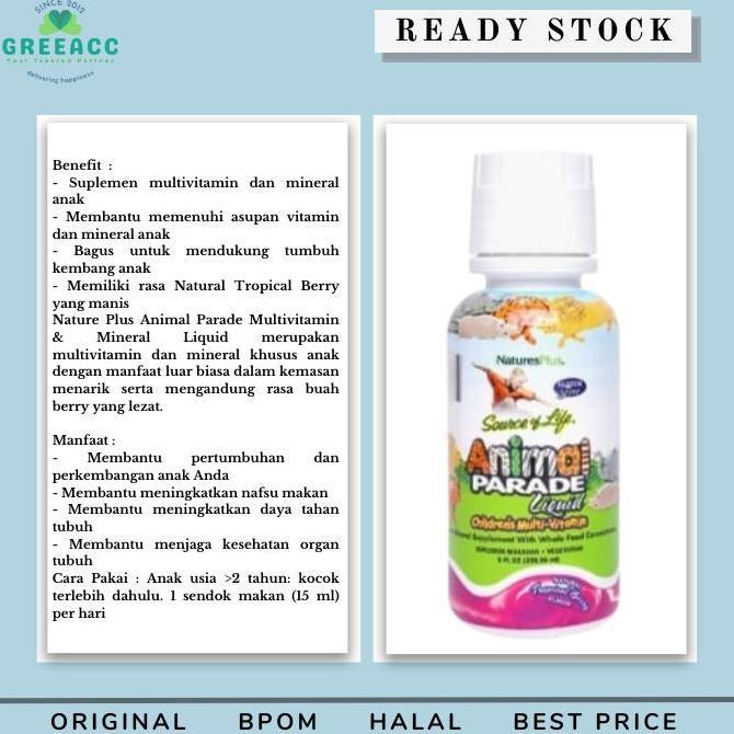 Natures Plus Animal Parade Liquid 8oz BPOM Multivitamin Anak Nature's