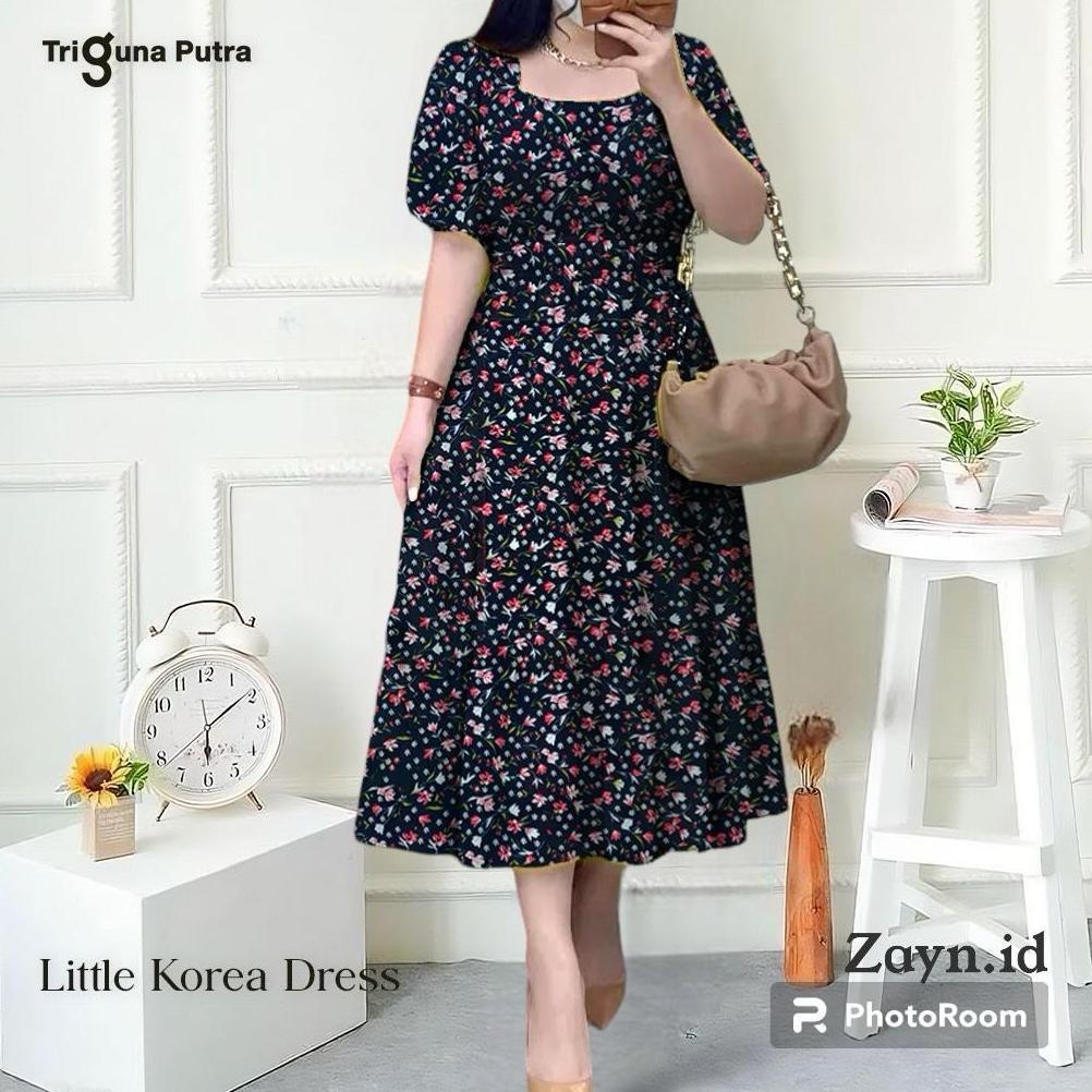NEW BAJU DRESS MOTIF BUNGA KEMBANG ALENA DRESS WANITA TERBARU DRESS WANITA KOREA