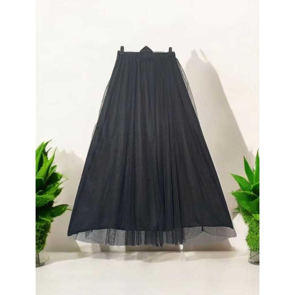 BESTPROMO Polos Hitam Putih Minimalis Rok Tutu Dewasa 90cm