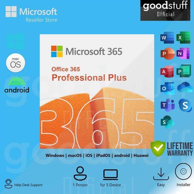 Microsoft Office 365 Original 1 User 5 Device Lifetime Mac/ Macbook/ Win/ iPad/ Tab/ Android