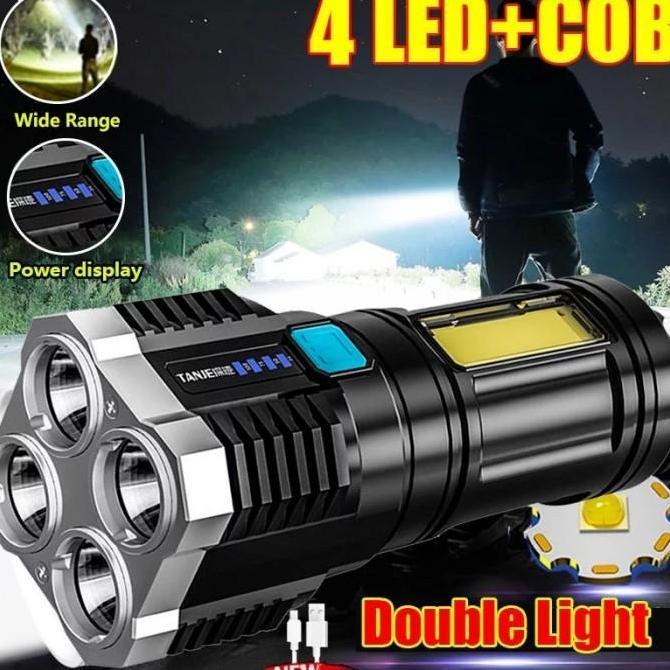 Raito- Lampu Senter Led 4 Mata-Senter Led Chargeable-Senter Cas Led