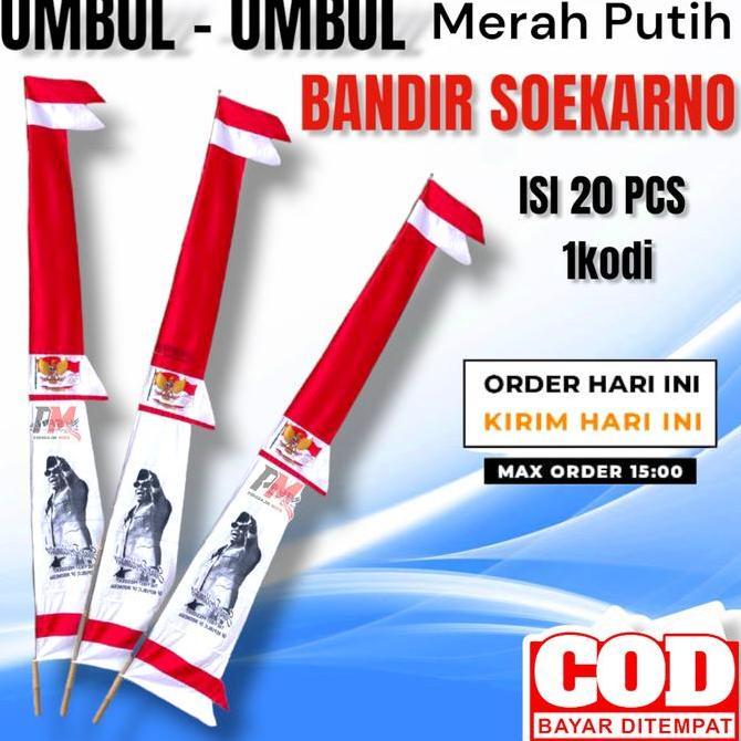 PREMIUM / Bendera Umbul Umbul Bandir  Merah Putih Garuda Isi 20 Pcs 1 Kodi Bahan Kain Peles 8017 Kah