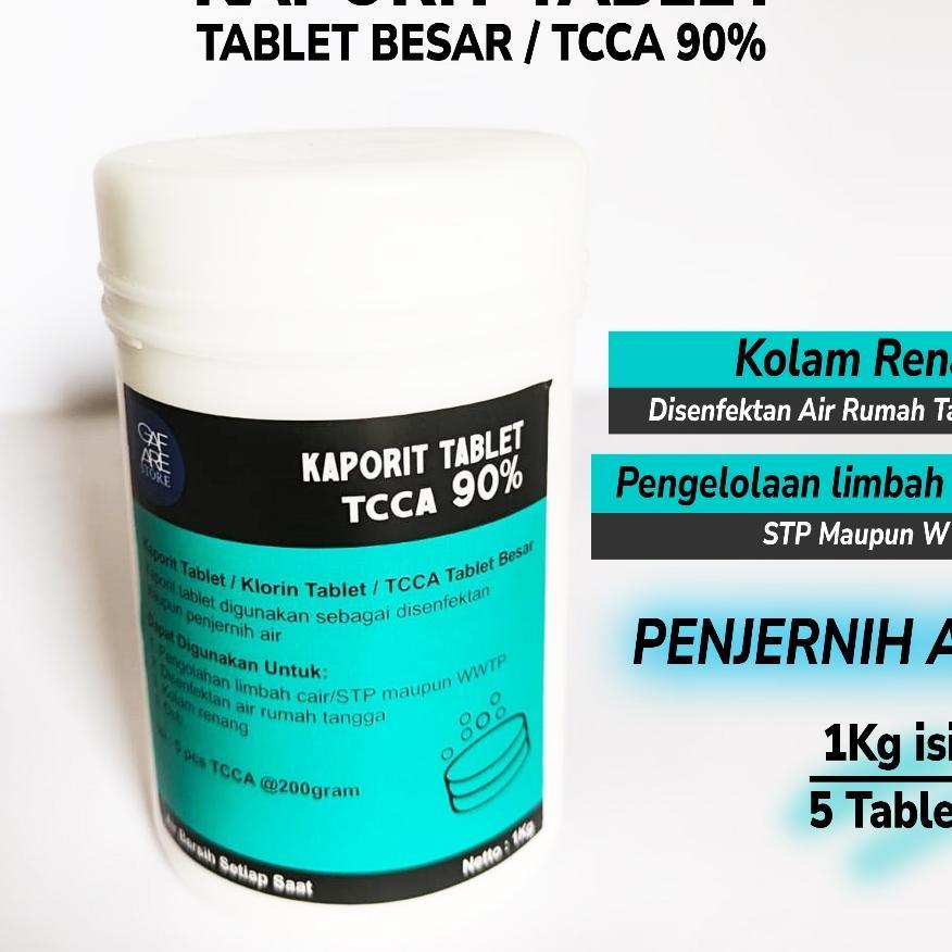 Kaporit Tablet Besar Tcca 90% | Klorin | Klorin Tablet Besar 1Kg | Penjernih Air | Disenfektan