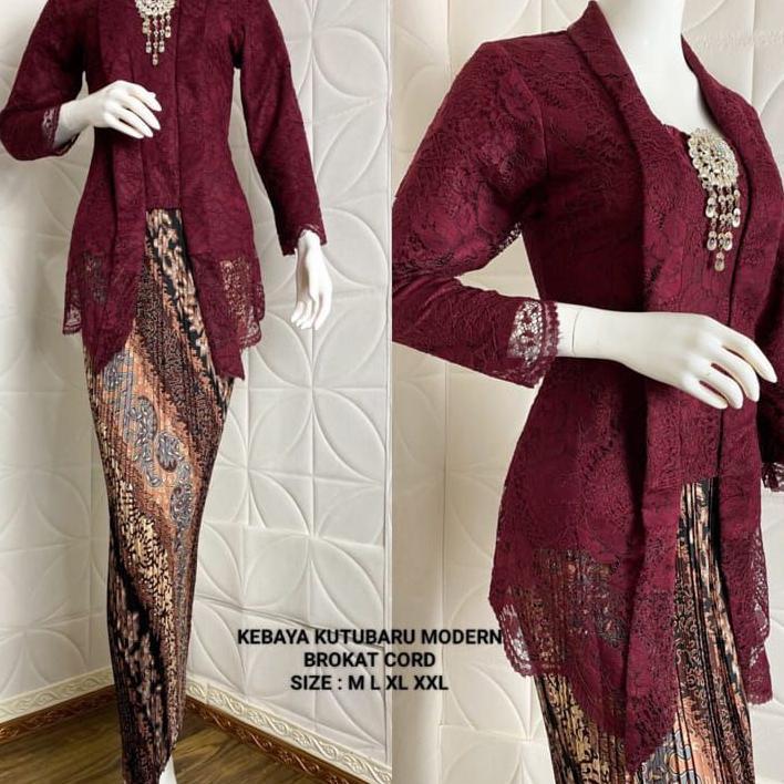 Atasan Kebaya Brokat Modern Set Kebaya Kutu Baru Brokat Lengan Panjang Lidya Baju Kondangan Wanita D