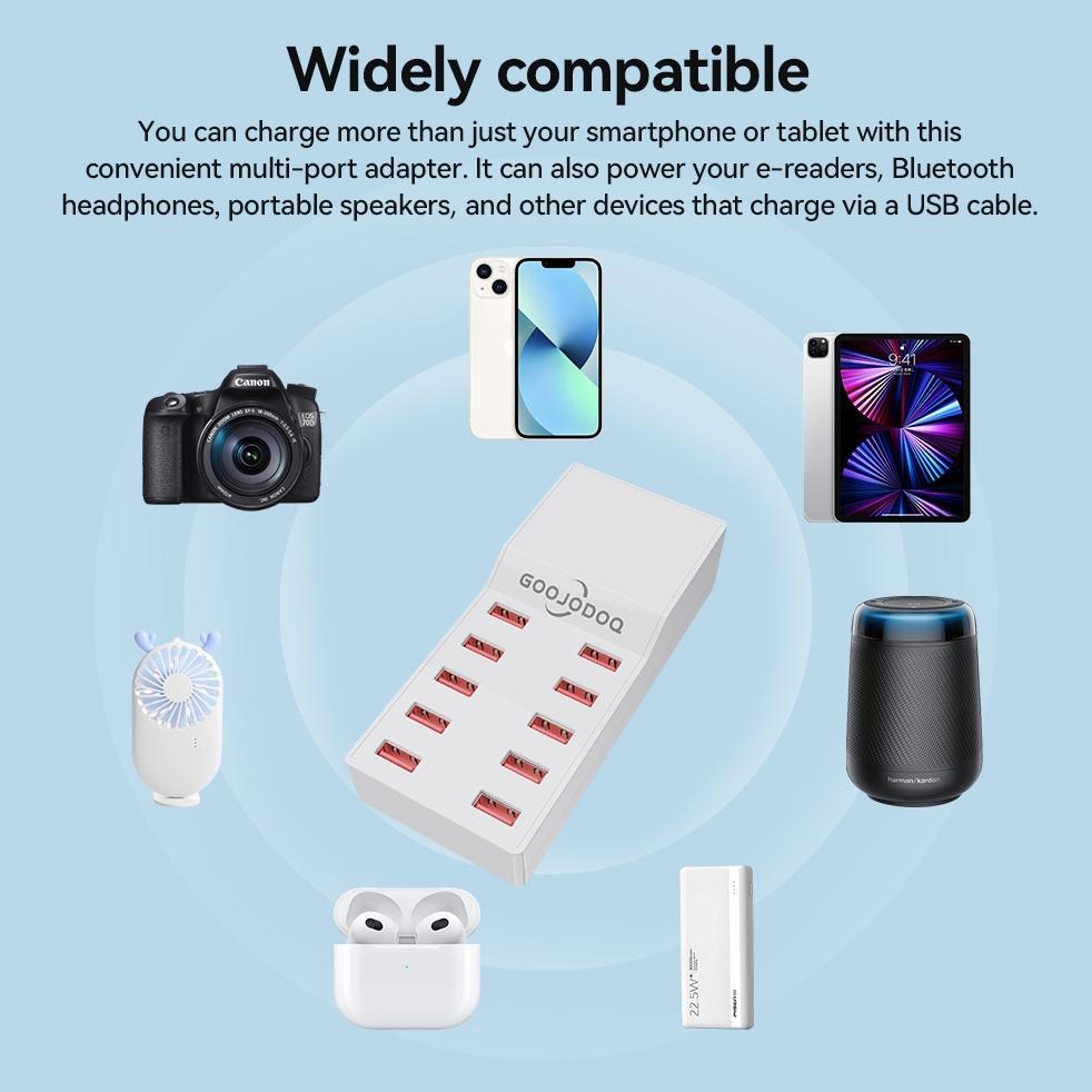 BEST DEALS GOOJODOQ FAST PD CHARGER 60W 10 PORTS FOR IPHONE ANDROID QUICK USB CHARGING STATION POWER