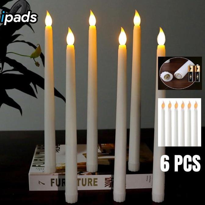 Lilin LED - Lilin Panjang 6PCS Lampu Elektrik Lilin - Lilin Lampu