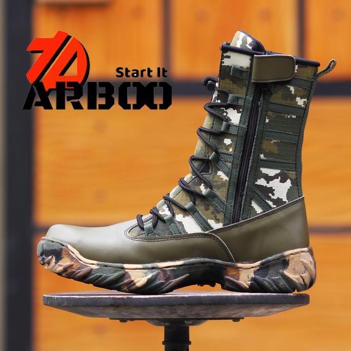 Sepatu Pdl safety TNI loreng kostrad ARBOO bahan kulit asli
