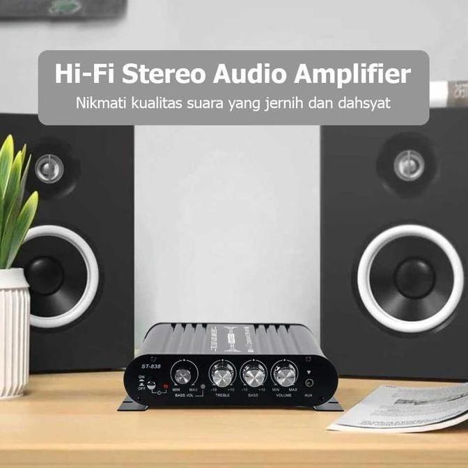 Mini HiFi Stereo Ampli Treble Bass Booster 12V 200W - LVPIN LP-838 new