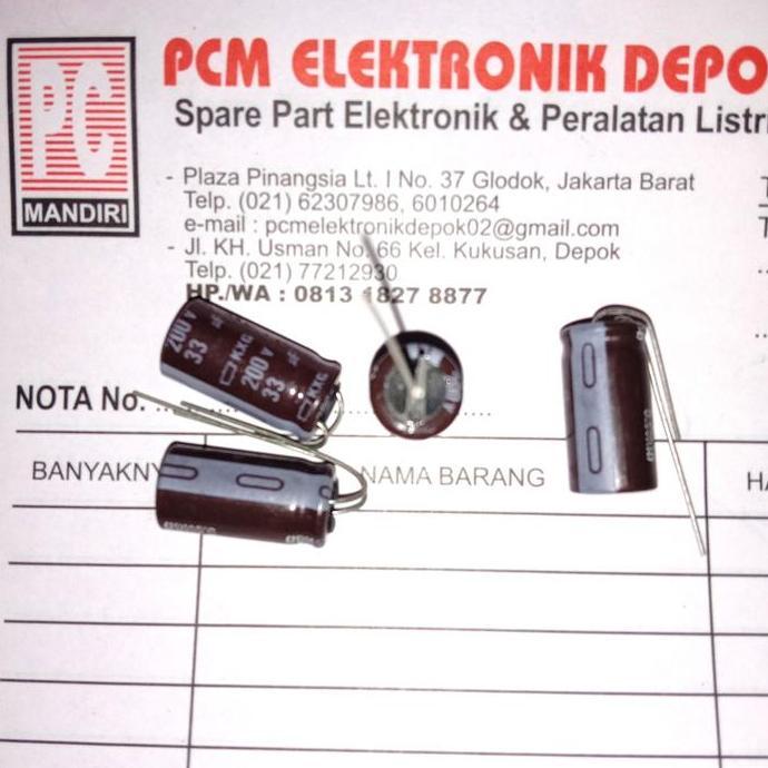 33UF 200V 33 UF 200 V 33.200 GROSIR ELCO CAPACITOR ELKO PCMED